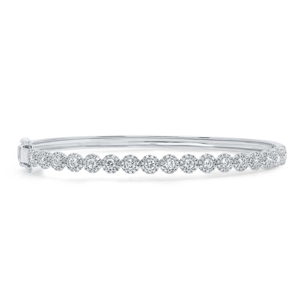 simple crystal pendant necklace 14K White Gold Cluster Diamond Bangle Bracelet