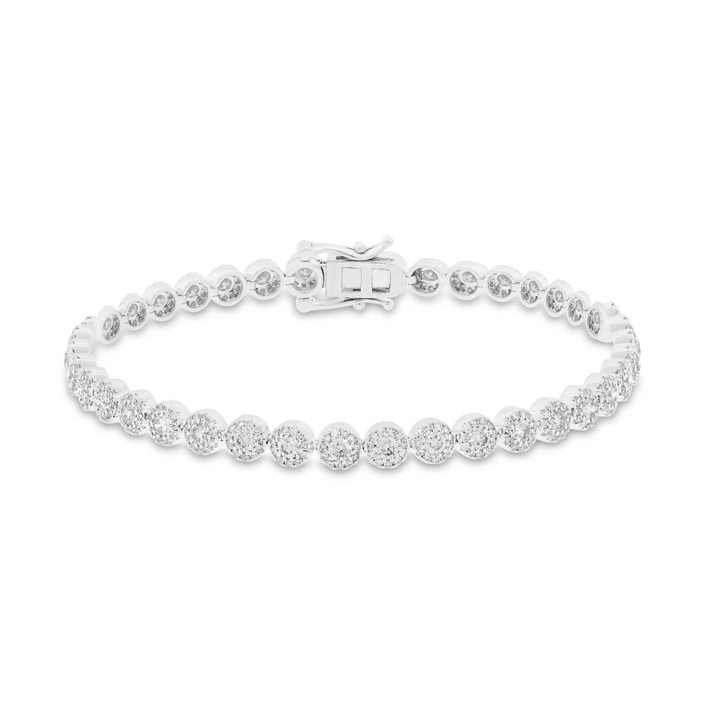 personalized couples necklace gold 14K White Gold Cluster Diamond Station Bracelet personalized couples necklace gold 14K White Gold Cluster Diamond Station Bracelet