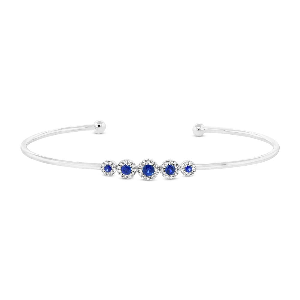 personalized initial ring stackable 14K White Gold Cuff Bracelet with Diamonds and Blue Sapphires personalized initial ring stackable 14K White Gold Cuff Bracelet with Diamonds and Blue Sapphires