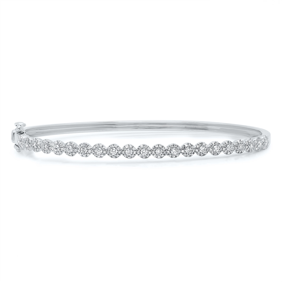 classic tennis bracelet white gold 14K White Gold Diamond Bangle with Halos