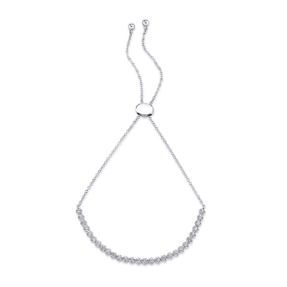 handcrafted braided silver bracelet 14K White Gold Diamond Bolo Bracelet