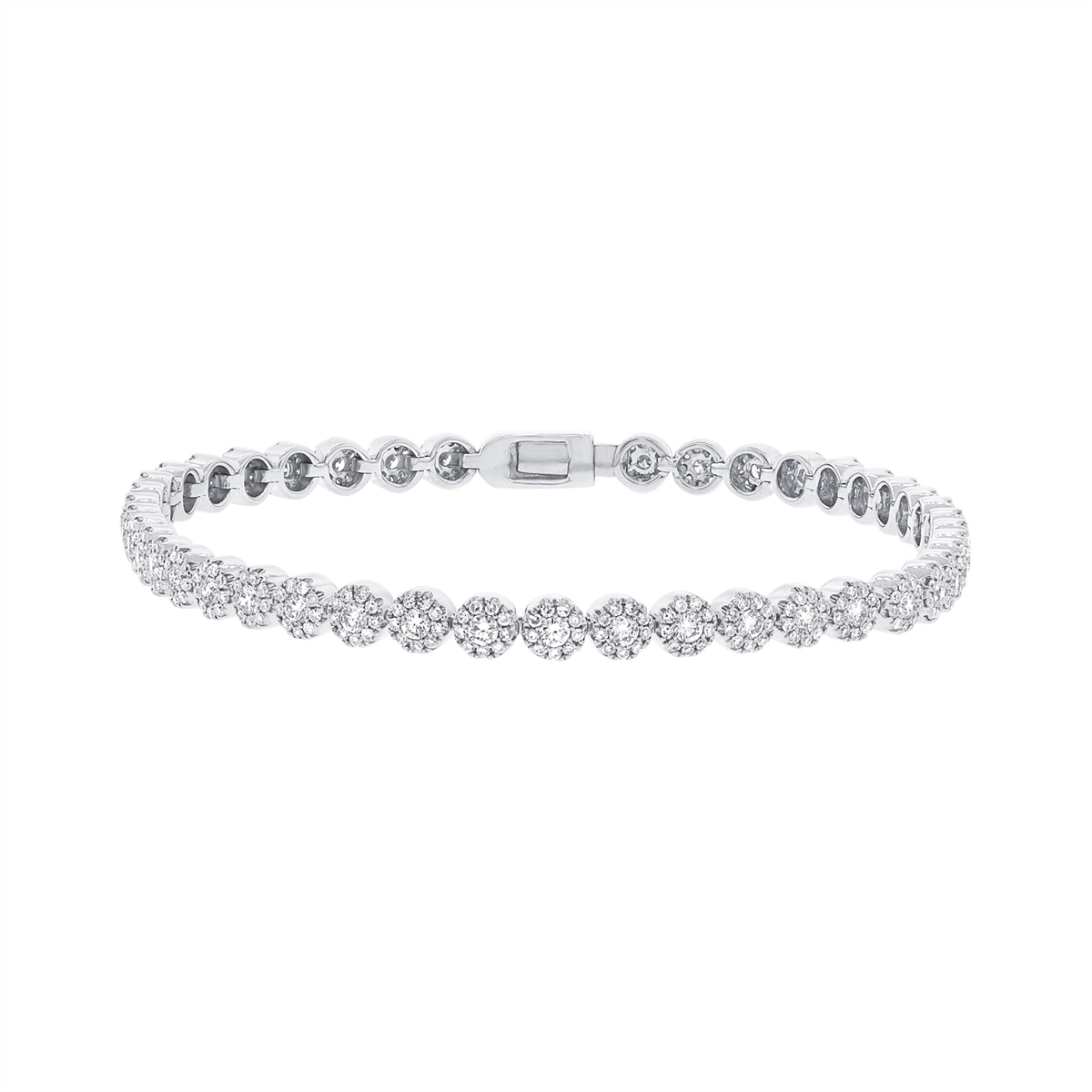genuine ruby ring women 14K White Gold Diamond Cluster Bracelet