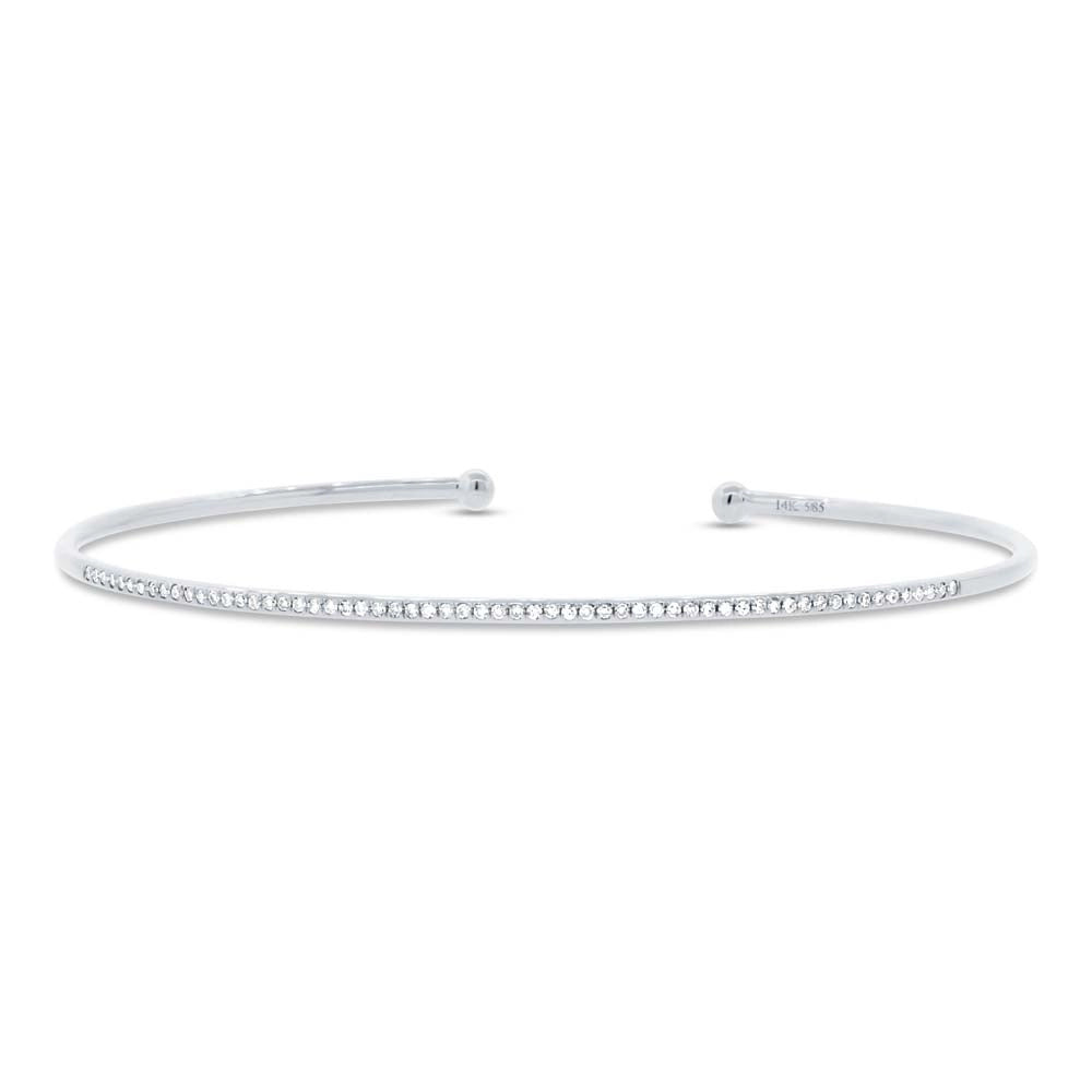 black spinel ring men 14K White Gold Diamond Slim Cuff Bracelet