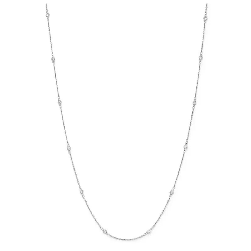 silver wedding band with engraving 14k White Gold Diamond Station Necklace 18"