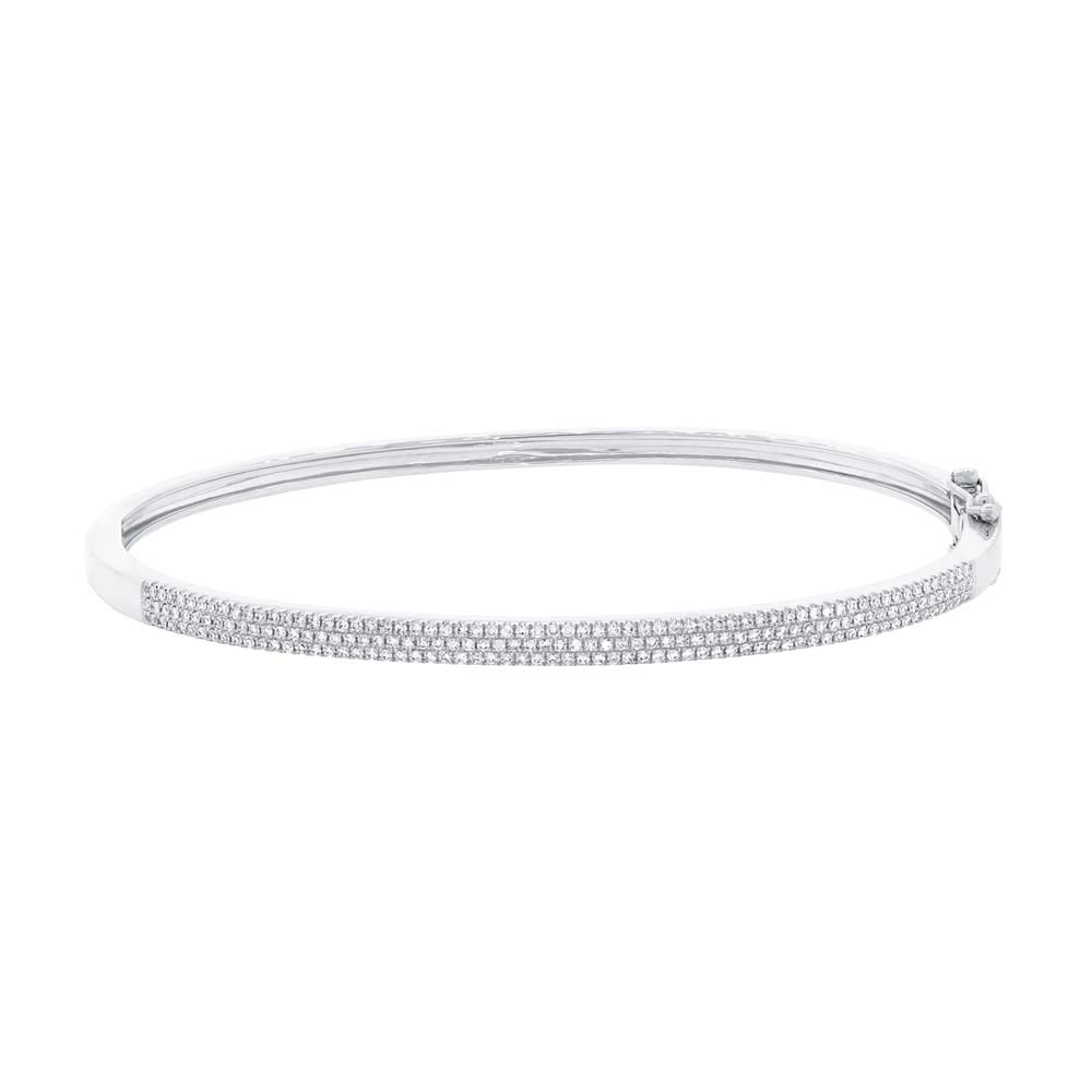tiny diamond cross necklace 14K White Gold Pave Diamond Bangle Bracelet
