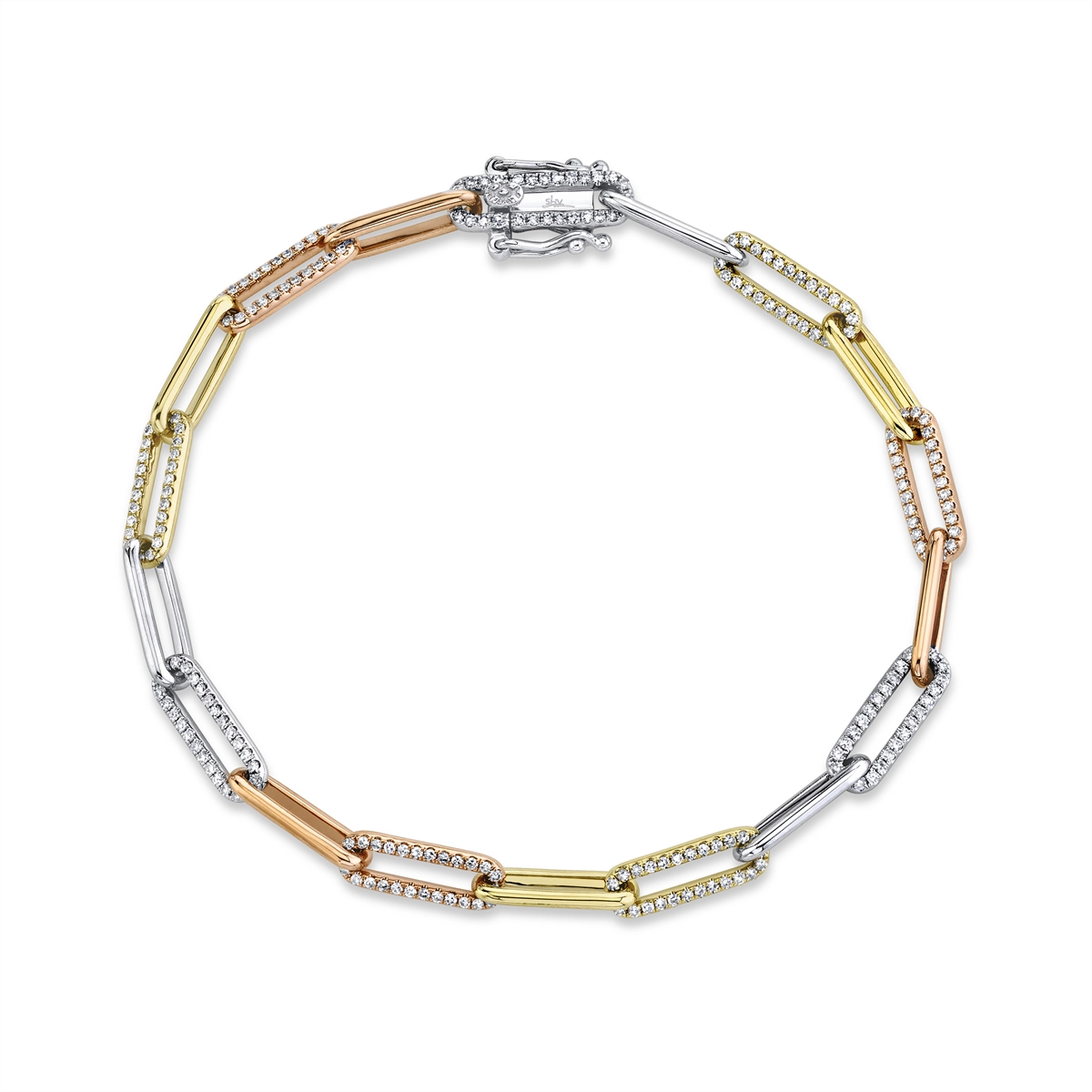 sterling silver infinity loop ring 14K White, Yellow and Rose Gold Diamond Link Bracelet