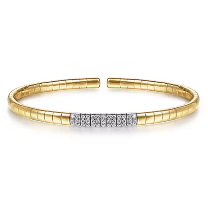 personalized couples ring engraved 14K Yellow and White Gold Diamond Open Bracelet personalized couples ring engraved 14K Yellow and White Gold Diamond Open Bracelet