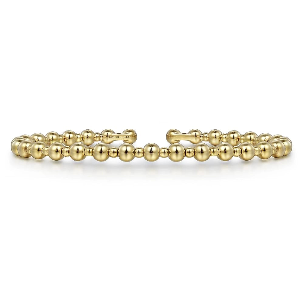 men’s silver wedding band 14K Yellow Gold Beaded Cuff Bracelet