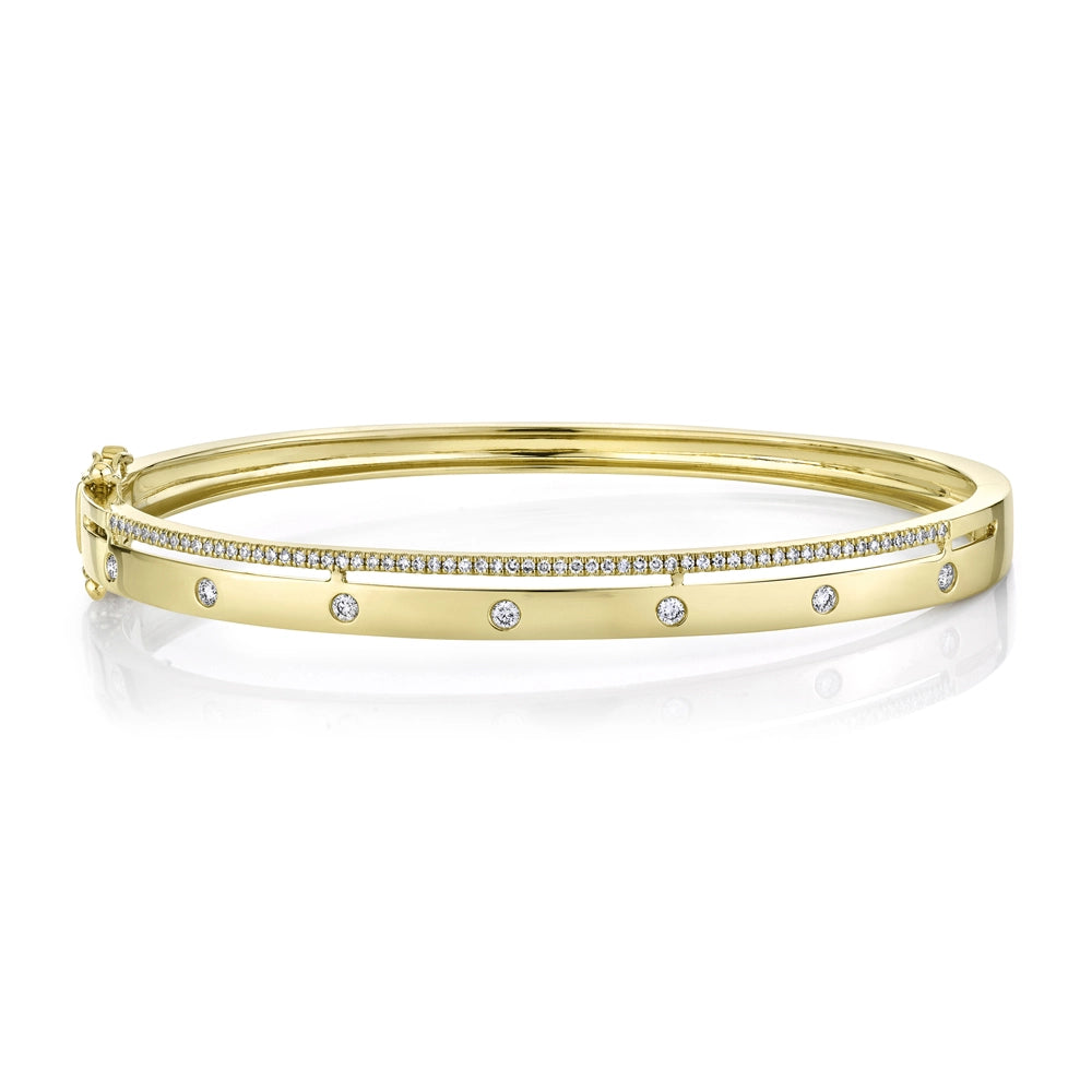 handmade braided anklet 14K Yellow Gold Diamond Bangle Bracelet