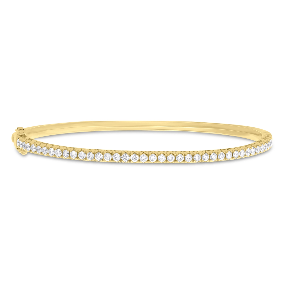 hypoallergenic earrings for sensitive ears 14K Yellow Gold Diamond Bangle Bracelet