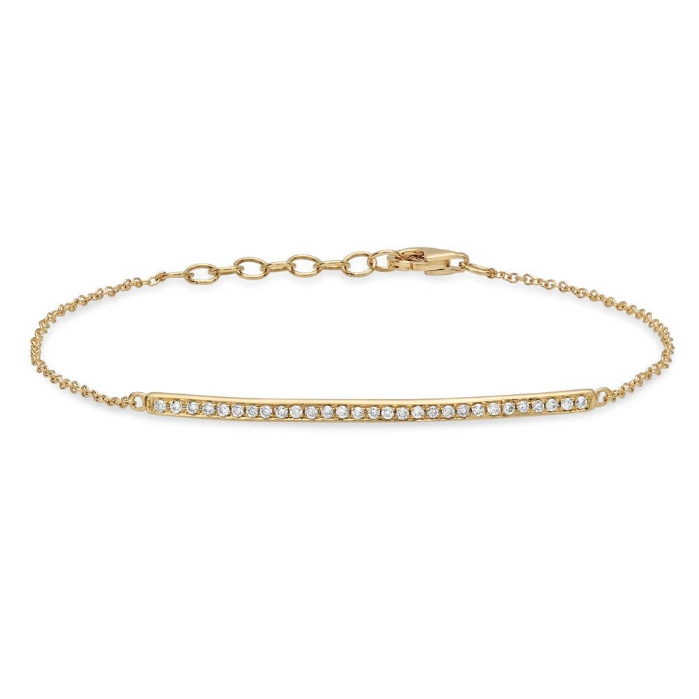 white gold necklace simple 14K Yellow Gold Diamond Bar Bracelet