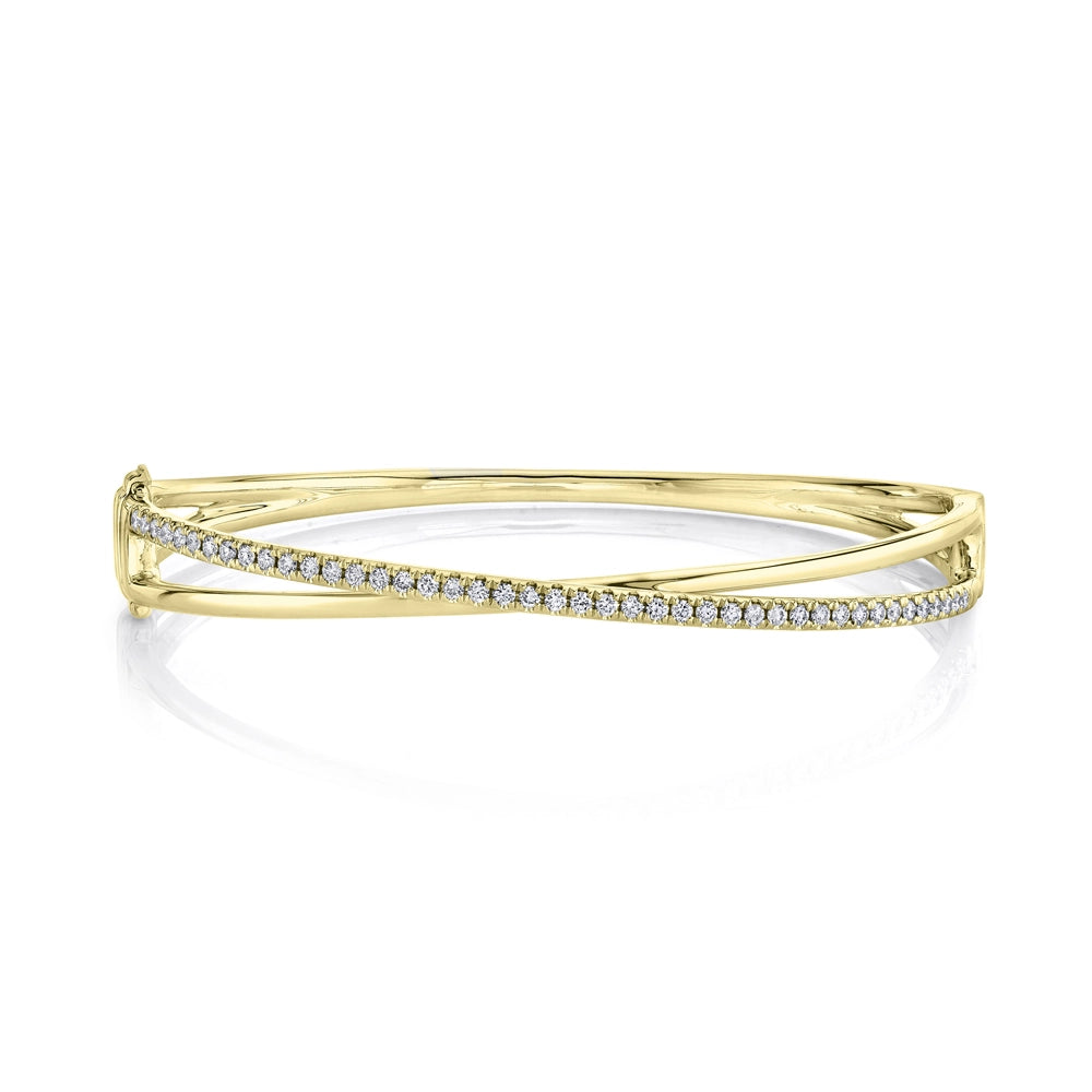 emerald-cut engagement ring halo 14K Yellow Gold Diamond Bridge Bangle Bracelet