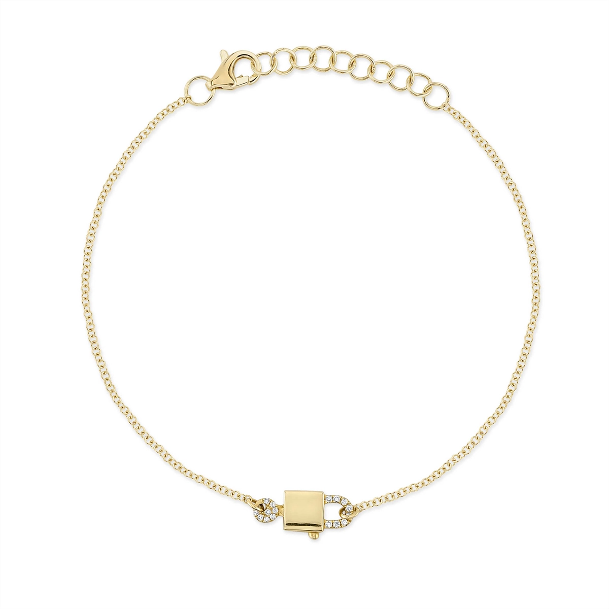 vintage art deco engagement ring 14K Yellow Gold Diamond Lock and Key Bracelet