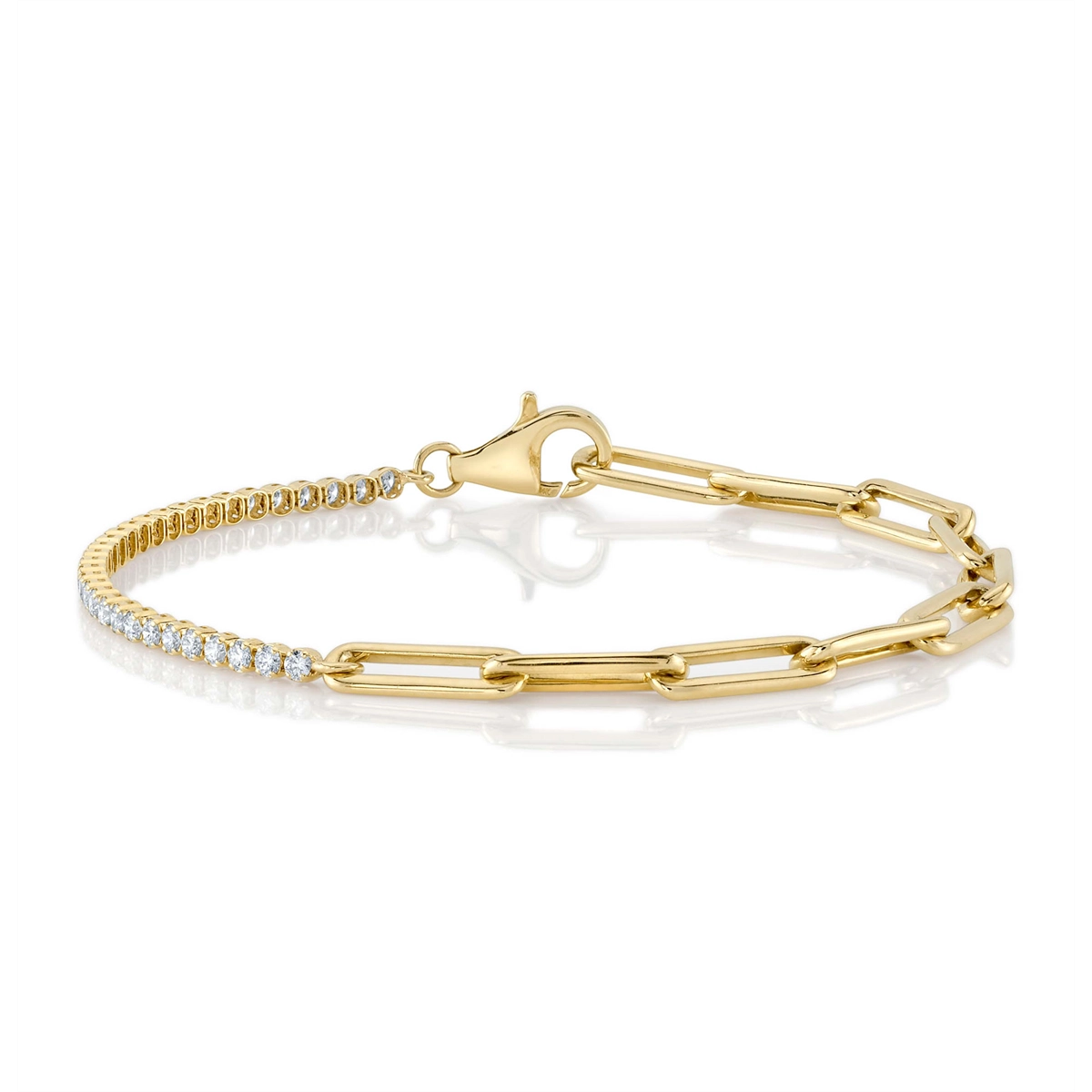 gold moonstone cocktail ring 14K Yellow Gold Diamond Paperclip Link Bracelet