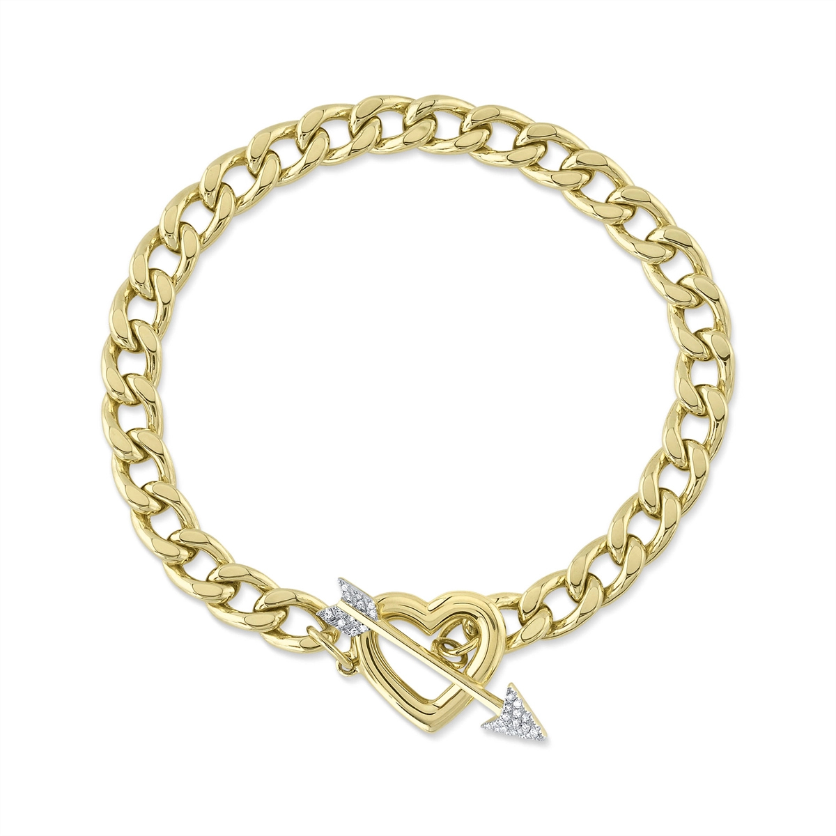 sterling silver herringbone chain 14K Yellow Gold Heart and Diamond Arrow Link Bracelet sterling silver herringbone chain 14K Yellow Gold Heart and Diamond Arrow Link Bracelet