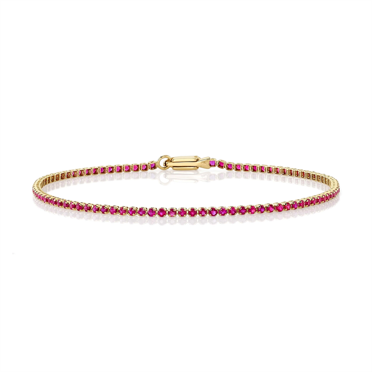 modern baguette diamond ring 14K Yellow Gold Ruby Micro-Tennis Bracelet