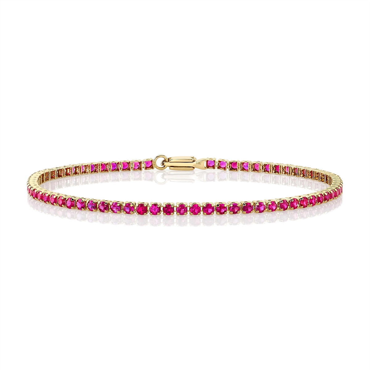 vintage-style filigree bracelet 14K Yellow Gold Ruby Micro-Tennis Bracelet