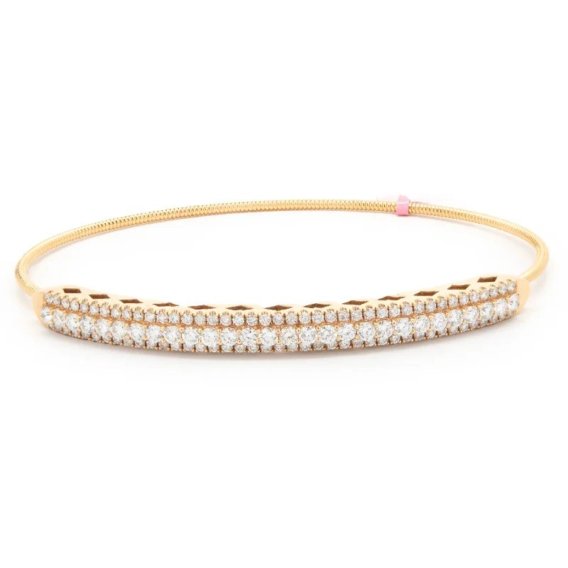 solid gold stacking rings set 18 Karat Rose Gold Diamond Bangle Bracelet