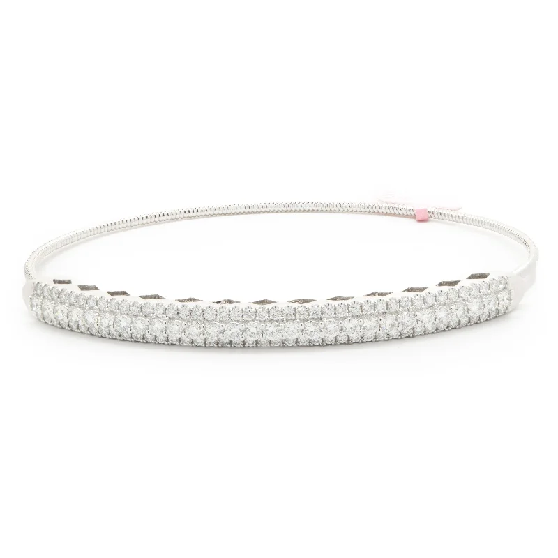 white opal engagement ring 18 Karat White Gold Diamond Bangle Bracelet