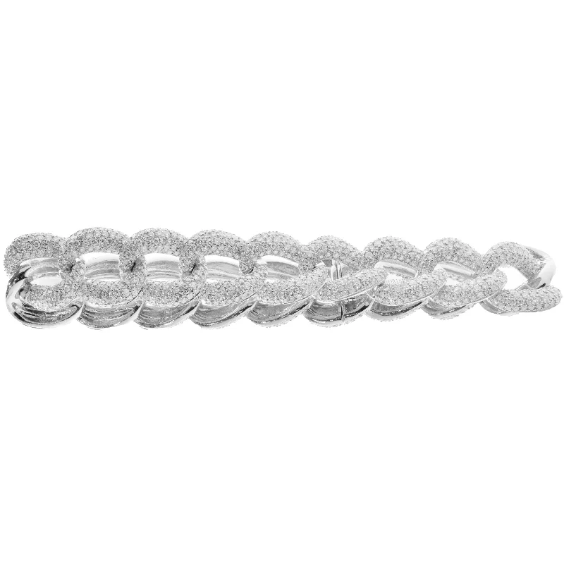 statement silver feather earrings 18 Karat White Gold Pave Diamond Cuban Link Bracelet statement silver feather earrings 18 Karat White Gold Pave Diamond Cuban Link Bracelet