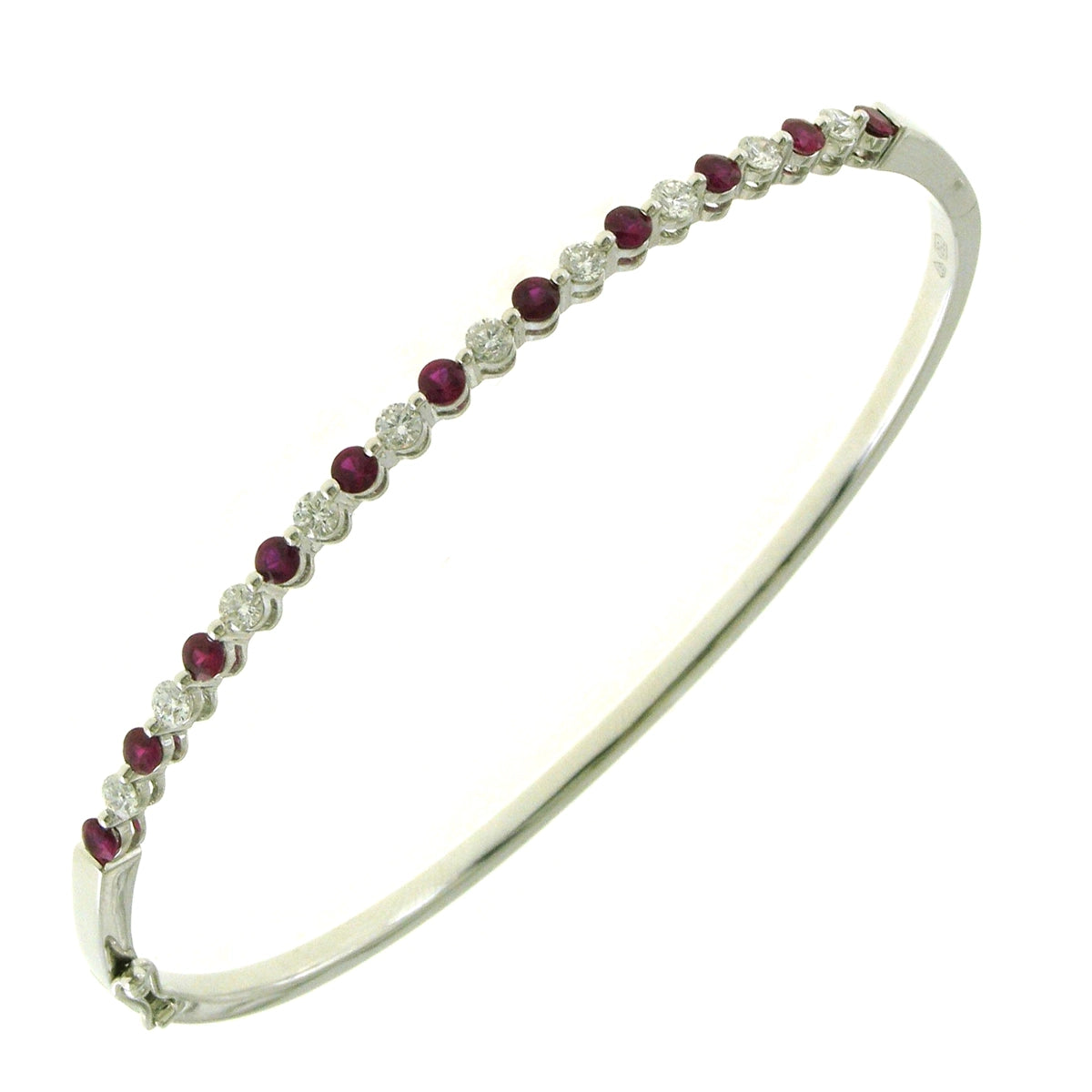 custom gold name necklace 18K White Gold Alternating Ruby and Diamond Bracelet