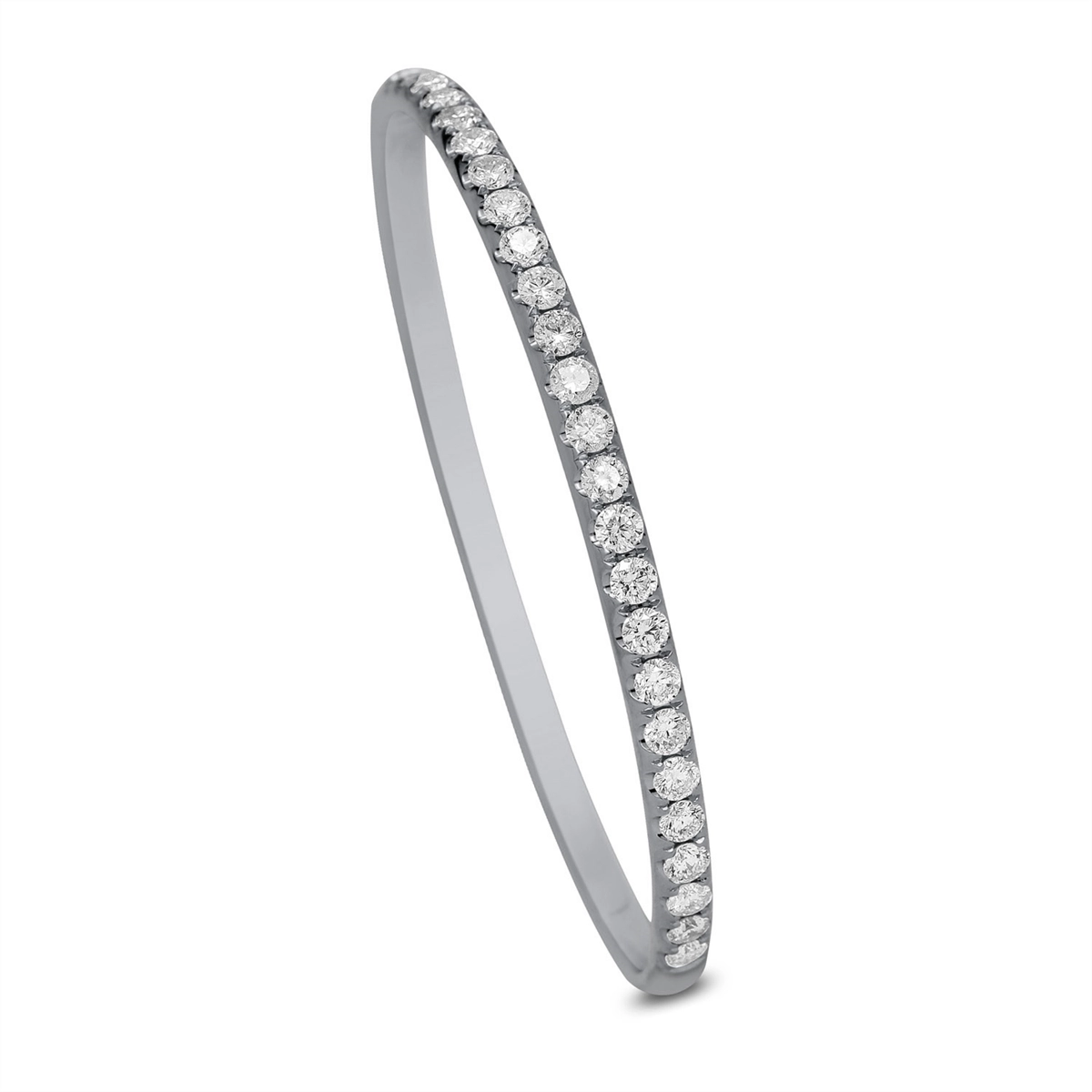 celestial star charm bracelet 18K White Gold Diamond Bangle Bracelet, Prong Set