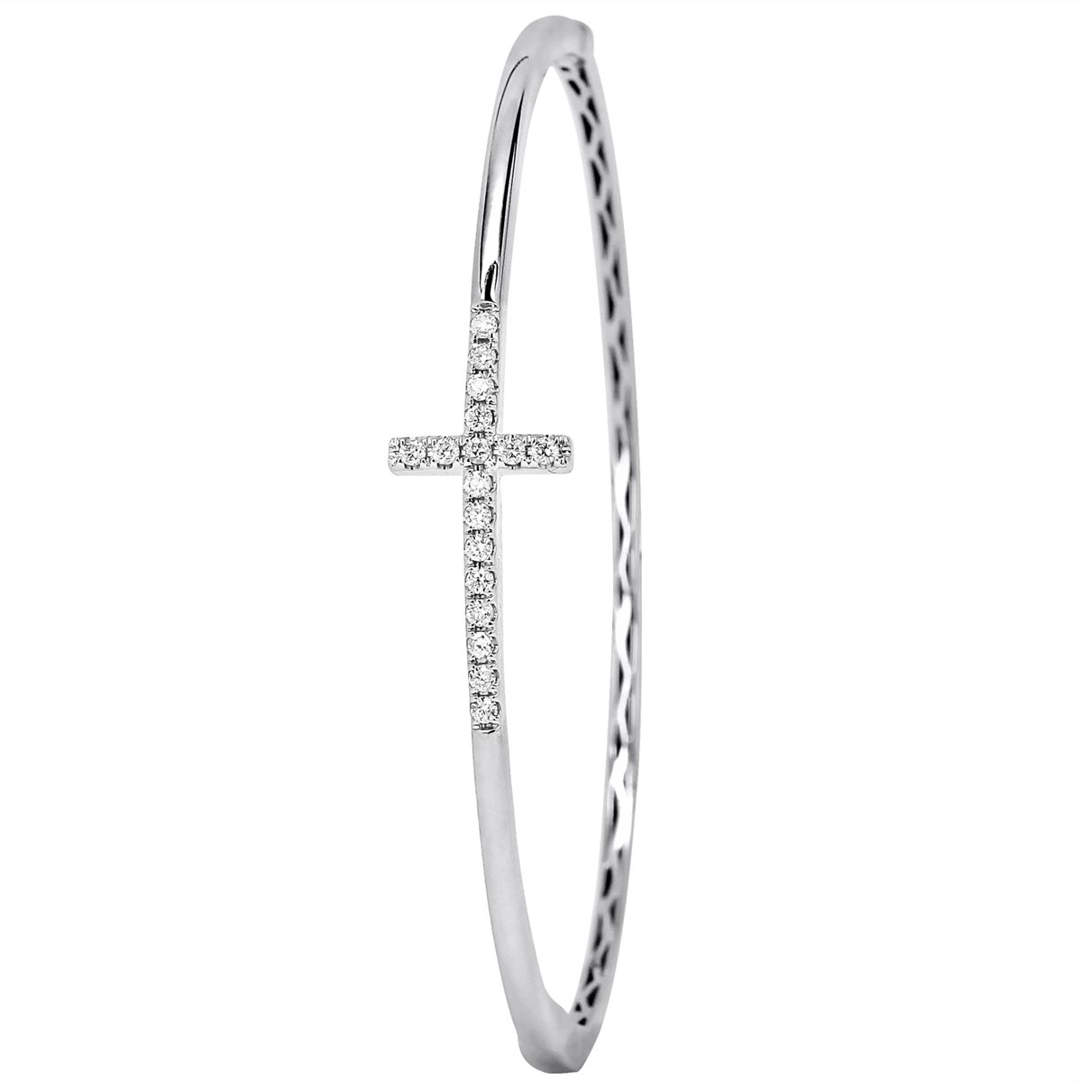 natural amethyst necklace 18K White Gold Diamond Cross Bangle Bracelet