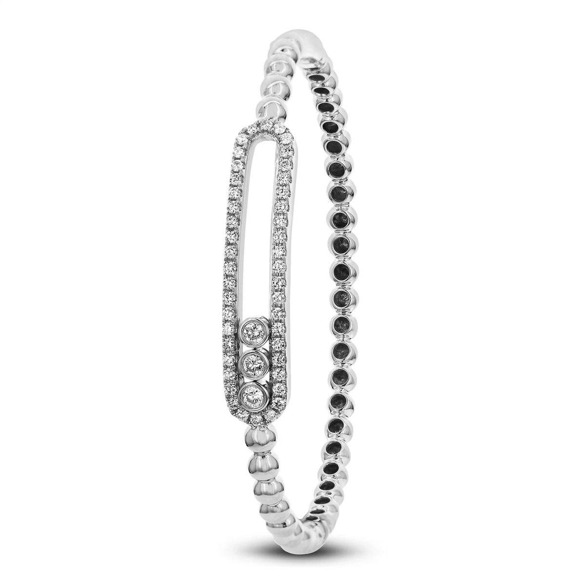 men’s tungsten carbide ring 18K White Gold Diamond Sliding Bangle Bracelet