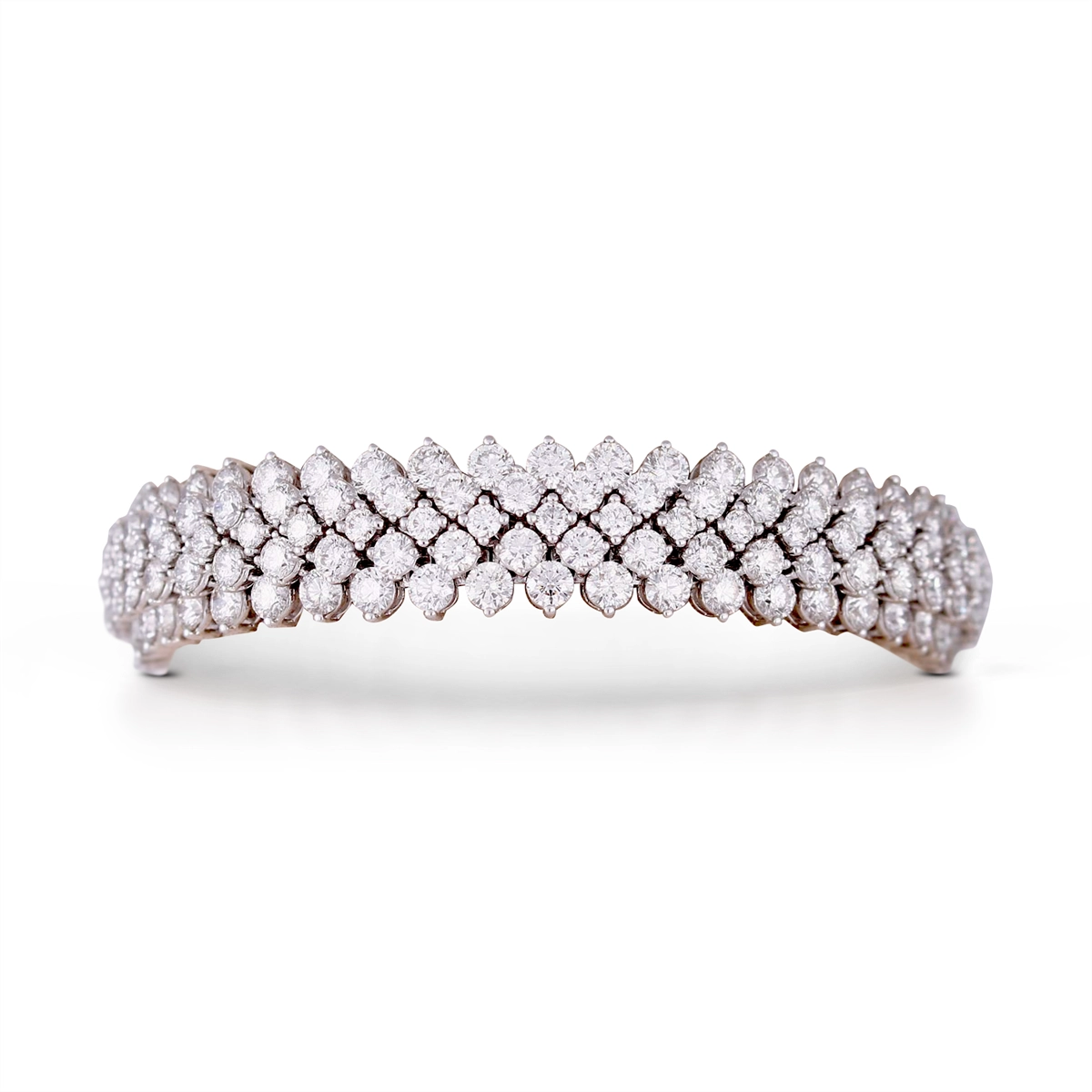sleek black titanium ring 18K White Gold Five Row Diamond Bracelet