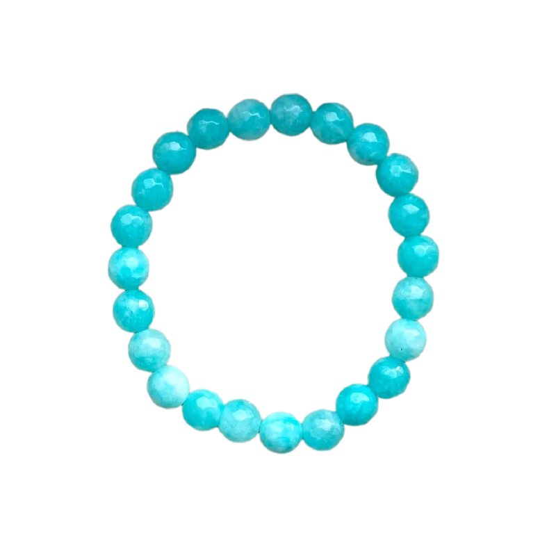 infinity loop ring rose gold Aqua Faceted Jade 8mm Bracelet