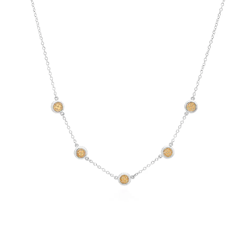 personalized ring with name Anna Beck Two Tone Classic Smooth Rim Station Necklace