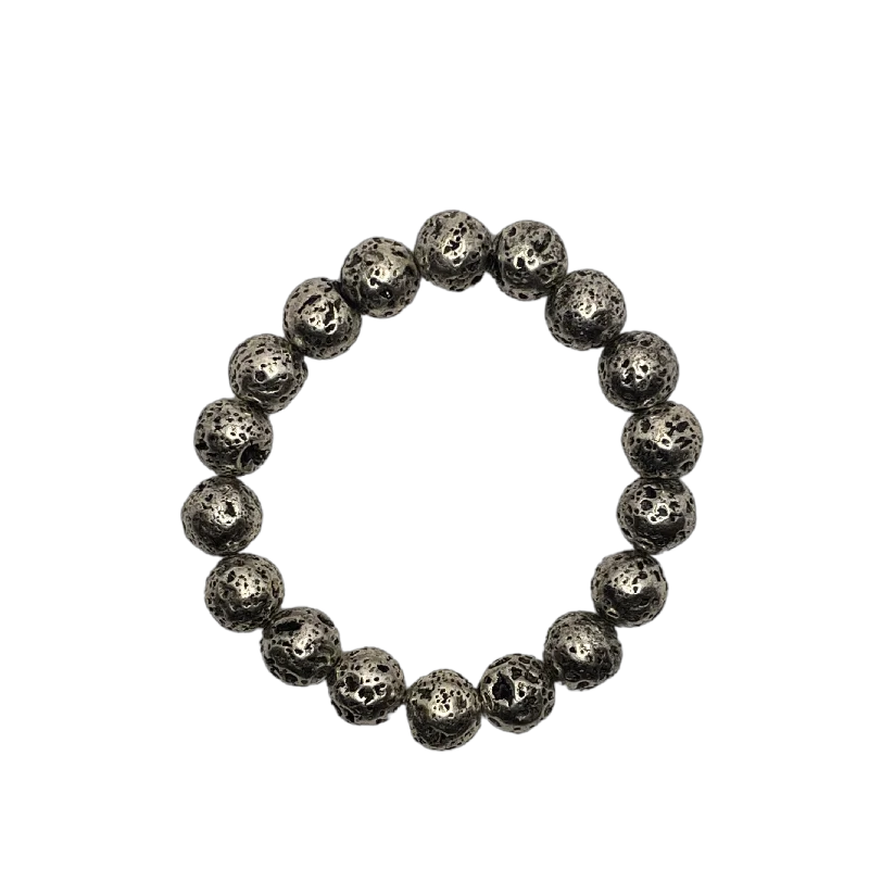 diamond halo engagement ring Antique Silver Lava Stone 10mm Bracelet
