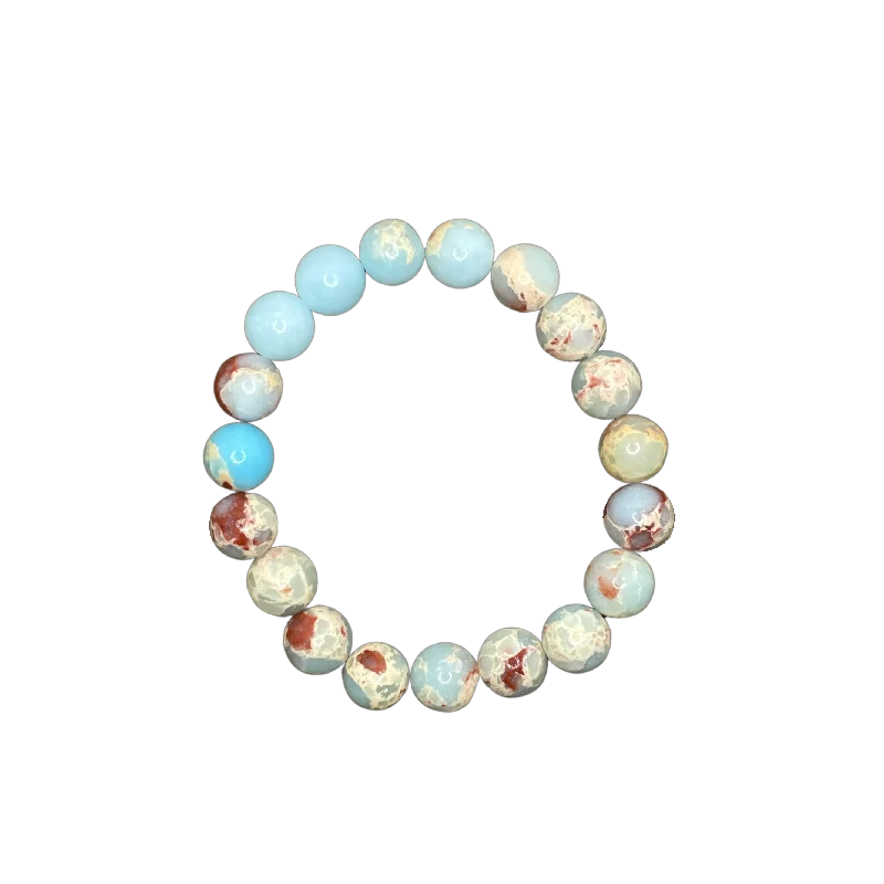 minimalist infinity ring Aqua Terra African Opal Imperial Jasper 10mm Bracelet
