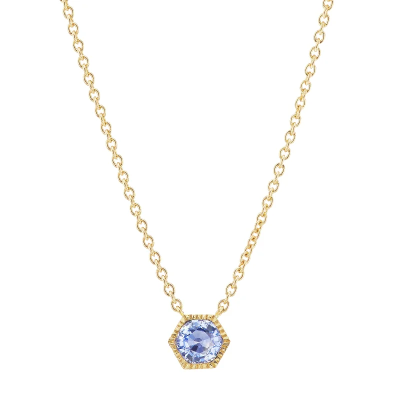 celestial galaxy planet necklace Lakshmi Hexagon Neclace - Blue Sapphire