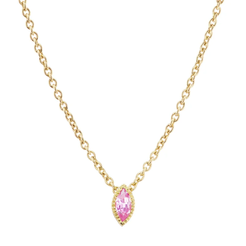 adjustable minimalist wave bracelet Lakshmi Marquise Necklace - Pink Sapphire