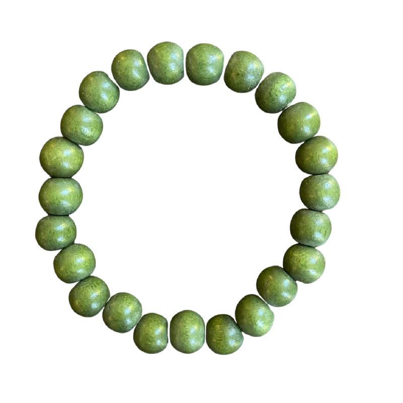 statement gold cuff earrings Moss Green Wood 10mm Bracelet