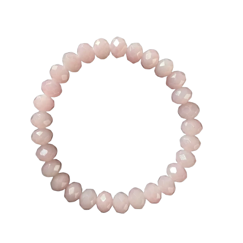 hexagon-shaped engagement ring unique Baby Pink Faceted Rondelle 8mm Bracelet