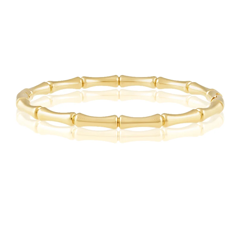 men’s engraved stainless steel bracelet Bamboo Bangle