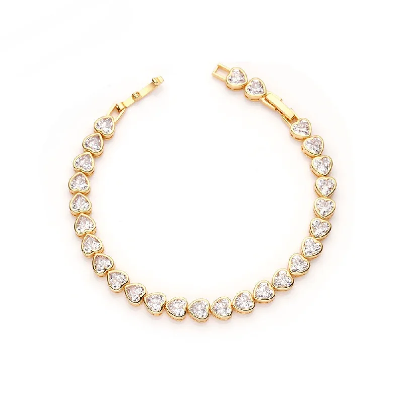sterling silver lotus ring Bezel Heart Tennis Bracelet