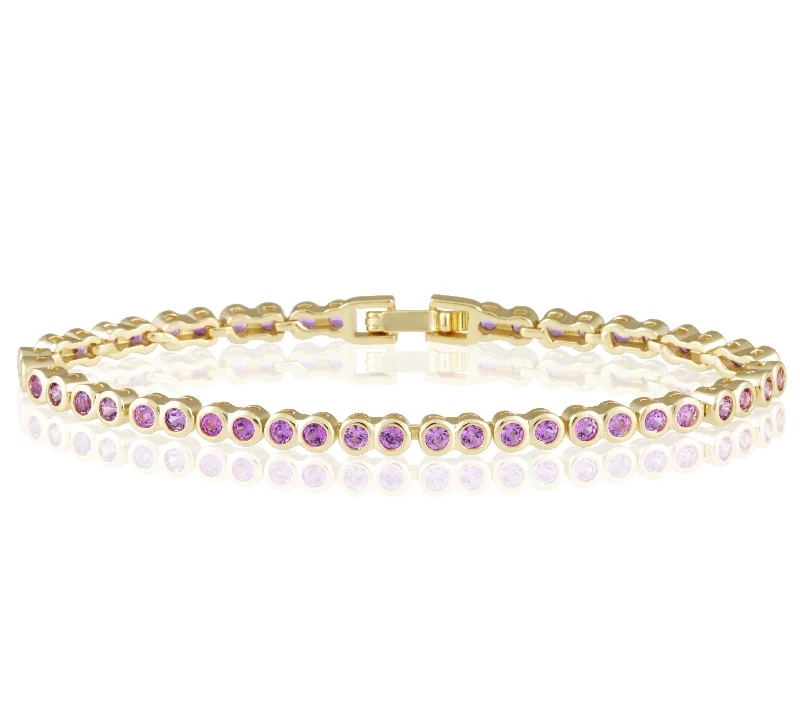 gold opal ring Bezel Tennis Bracelet- Pink