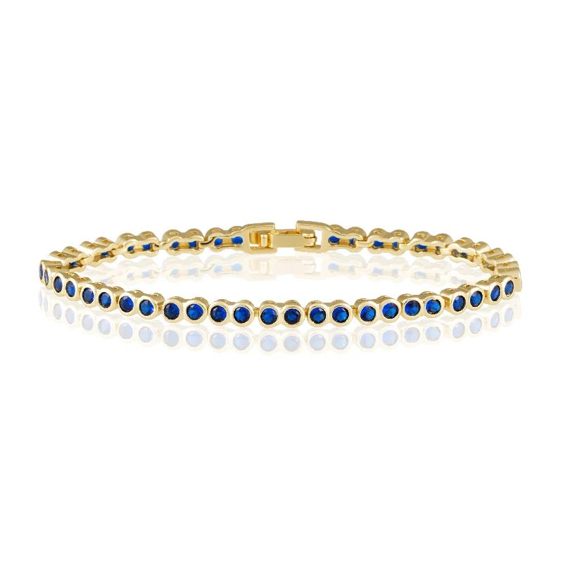 men’s silver ring with onyx Bezel Tennis Bracelet- Sapphire
