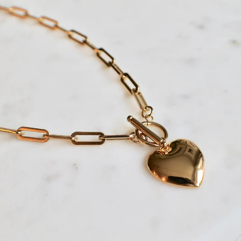 14k gold nose ring hoop Big heart paper clip necklace