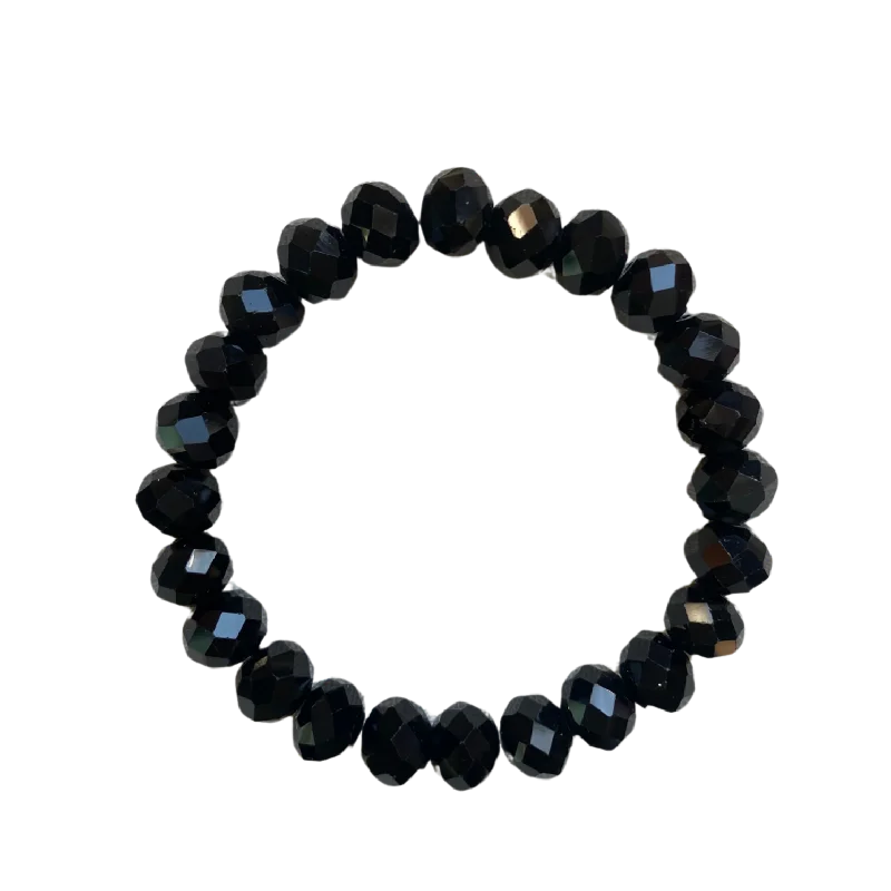 opal gemstone halo ring Black Crystal Faceted Rondelle 10mm Bracelet