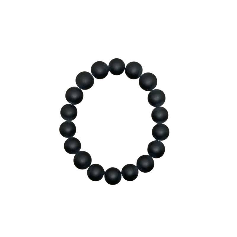 adjustable charm bracelet sterling silver Black Matte 10mm Bracelet