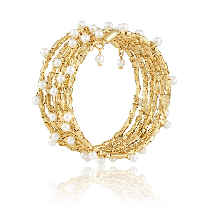 vintage-style filigree bracelet Blake Pearl Wrap Bracelet - 6 Rows