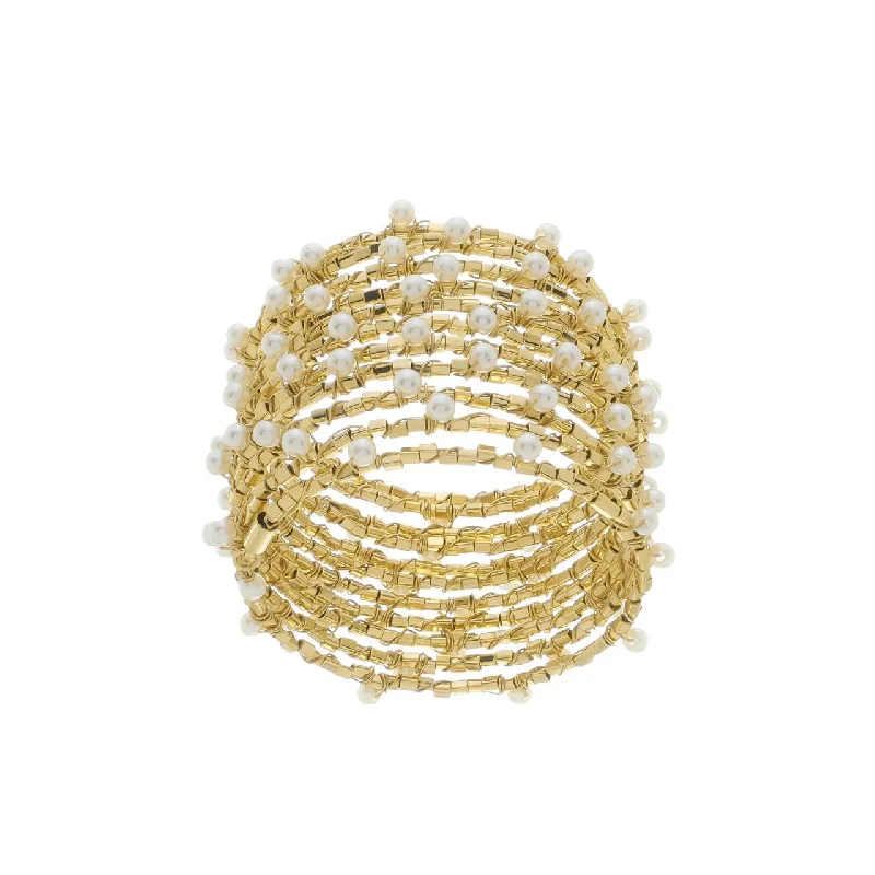 statement silver feather earrings Blake Pearl Wrap Bracelet