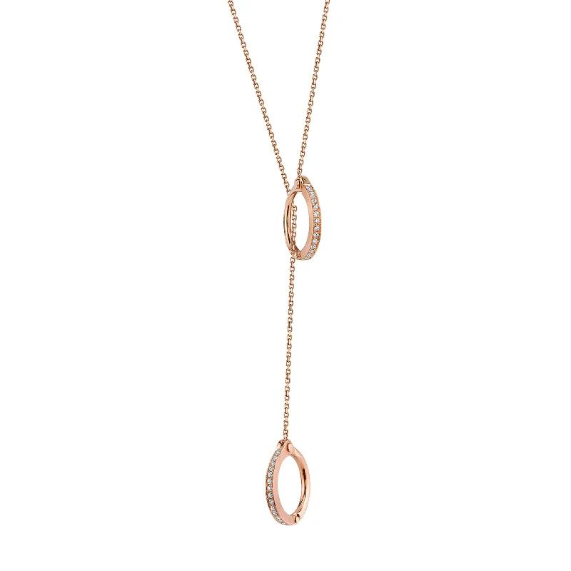 simple crescent moon ring Handcuff Lariat Diamond Necklace - Rose Gold