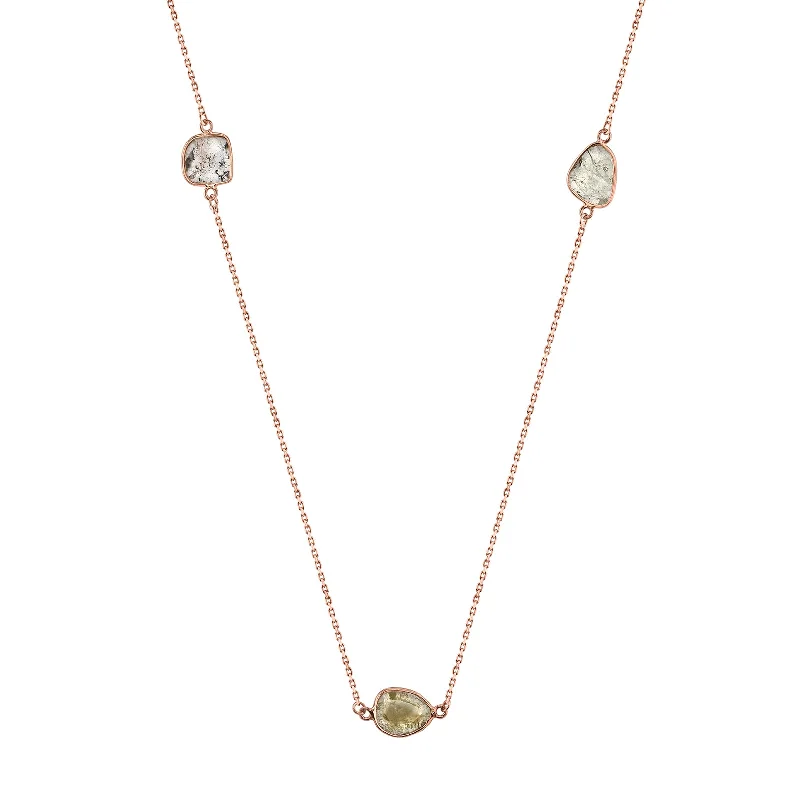handmade clay bead earrings Slice Diamond Triple Necklace - Rose Gold