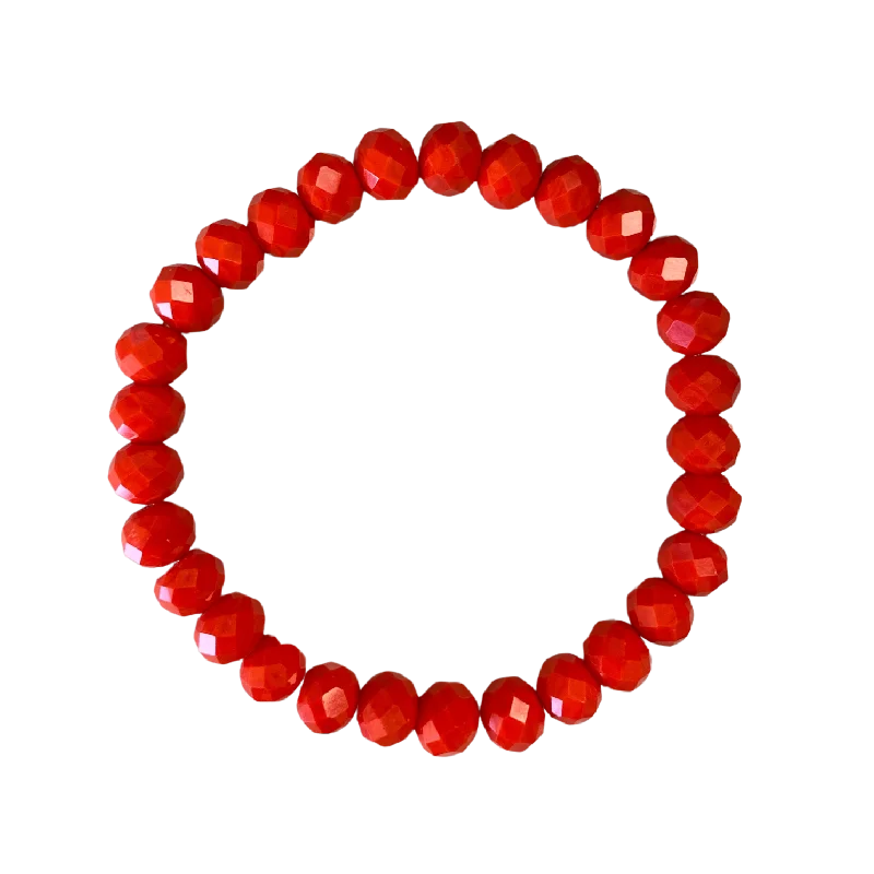 silver wave ring dainty Orange Faceted Rondelle 8mm Bracelet