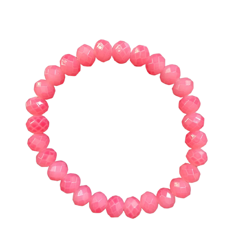 simple gold hoop earrings Shocking Pink Faceted Rondelle 8mm Bracelet